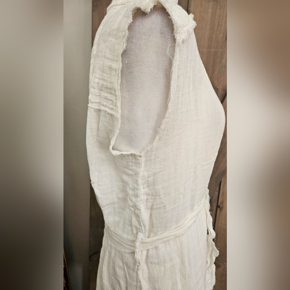SALTY LEMON Cotton Frayed Button Up Tie Front Coverup In White. Size M NWT - Picture 12 of 14